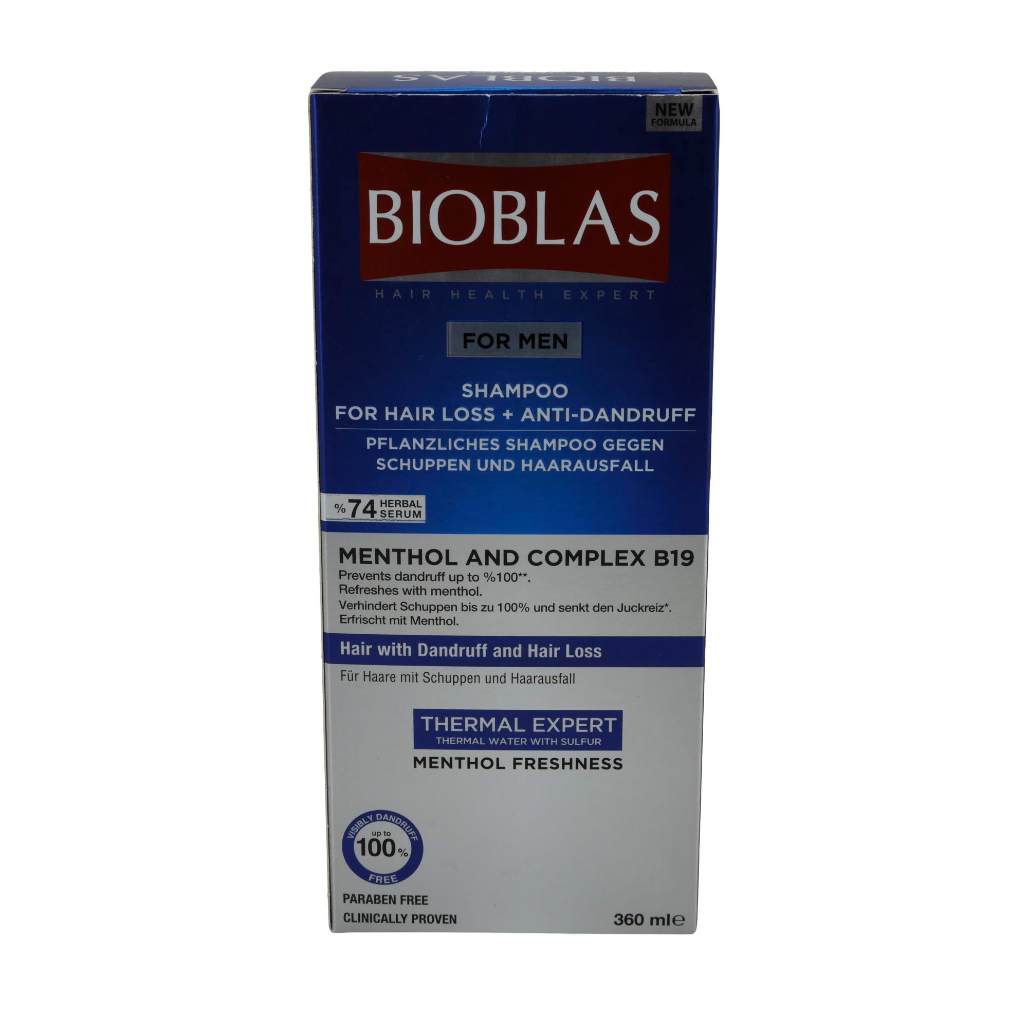 Shampoo Bioblas For Men | Gegen Schuppen & Haarausfall Menthol | 360 ml BIOBLAS